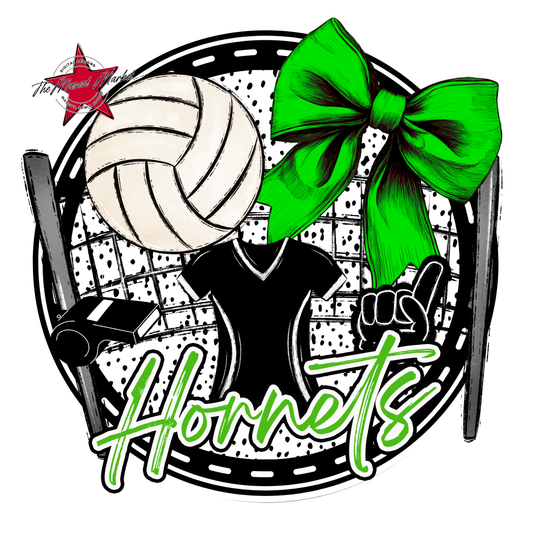 Hornets Circle Volleyball Design-Bright Green