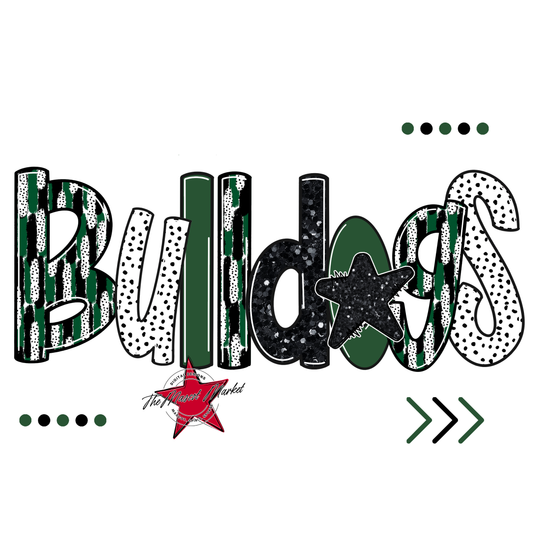 Bulldogs Brushstroke Alpha w Arrows-Green