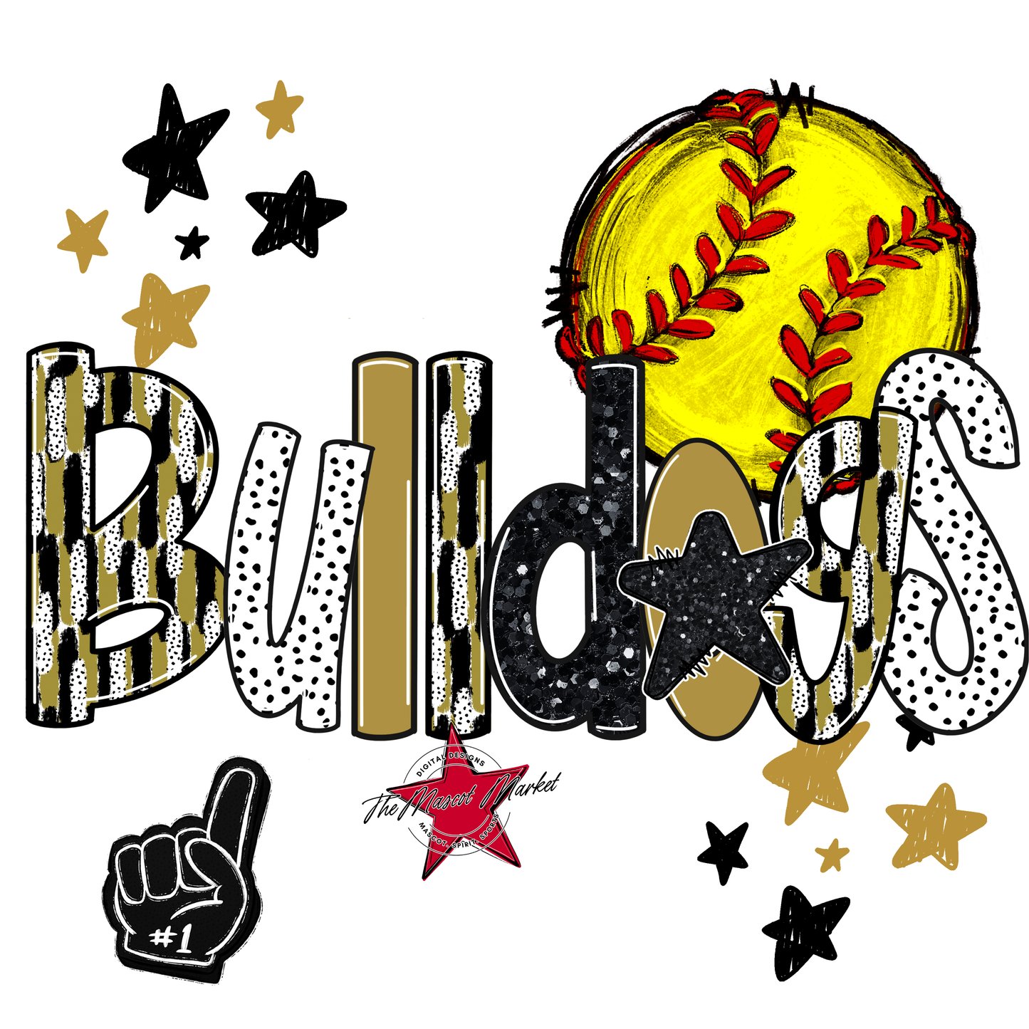 Bulldogs Softball Scrape-Gold