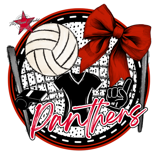 Panthers Circle Volleyball Design-Red