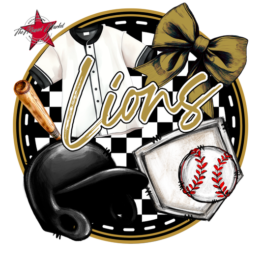 Lions Circle Baseball Design-Gold