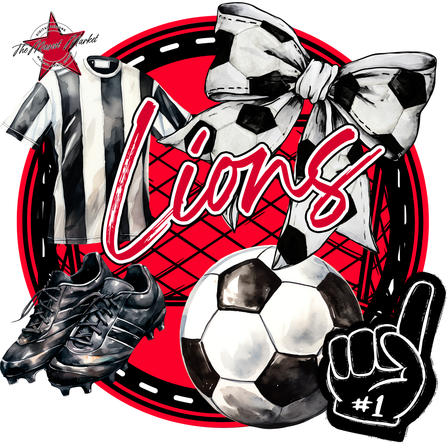 Lions Circle Soccer Design-Red