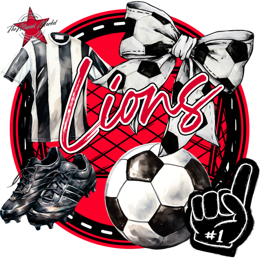 Lions Circle Soccer Design-Red
