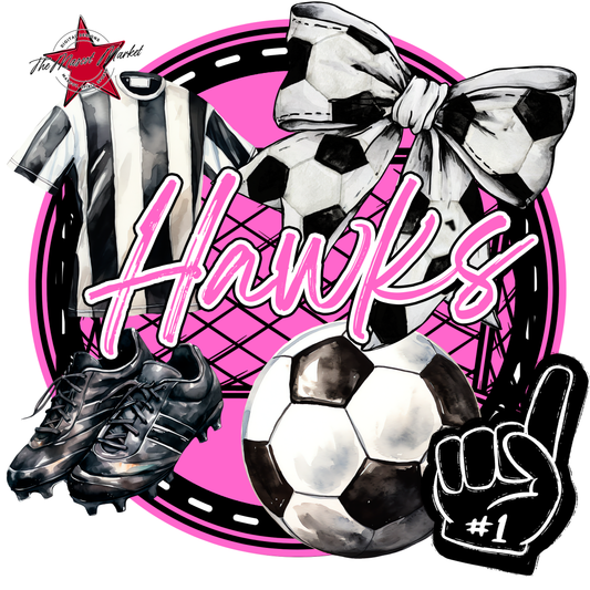 Hawks Circle Soccer Design-Baby Pink