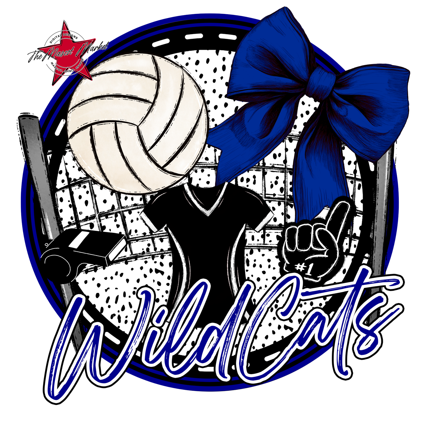Wildcats Circle Volleyball Design-Royal Blue