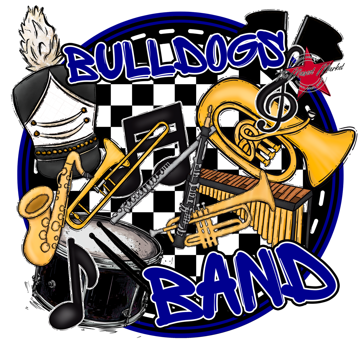 Bulldogs Circle Band Design-Blue