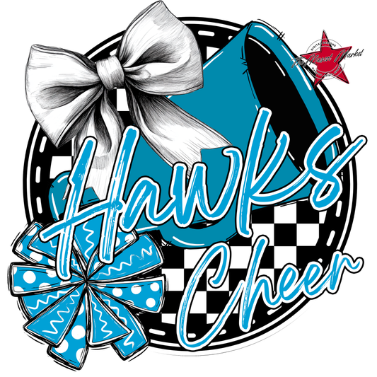 Hawks Circle Cheer Design-Carolina Blue