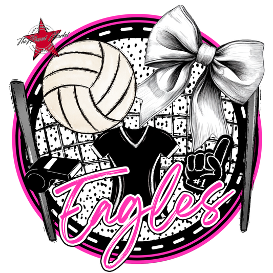 Eagles Circle Volleyball Design-Pink