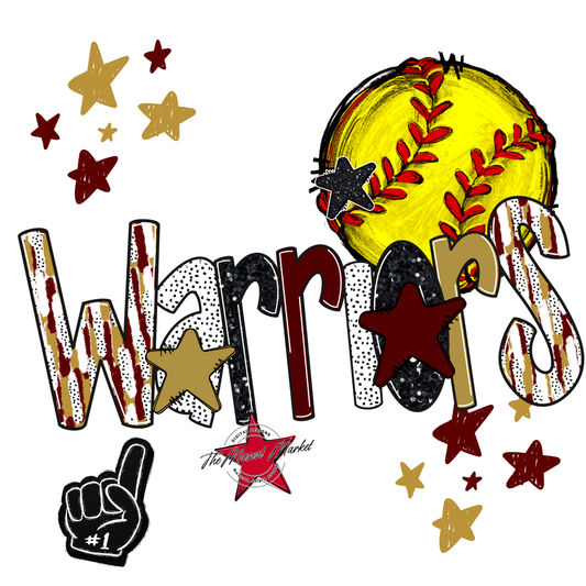 Warriors Softball Scrape-Maroon-Gold