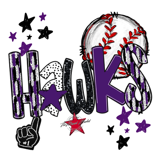 Hawks Baseball Scrape-Purple