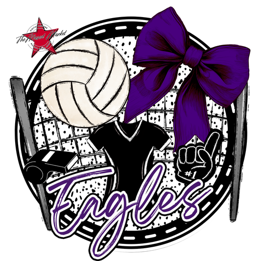 Eagles Circle Volleyball Design-Purple
