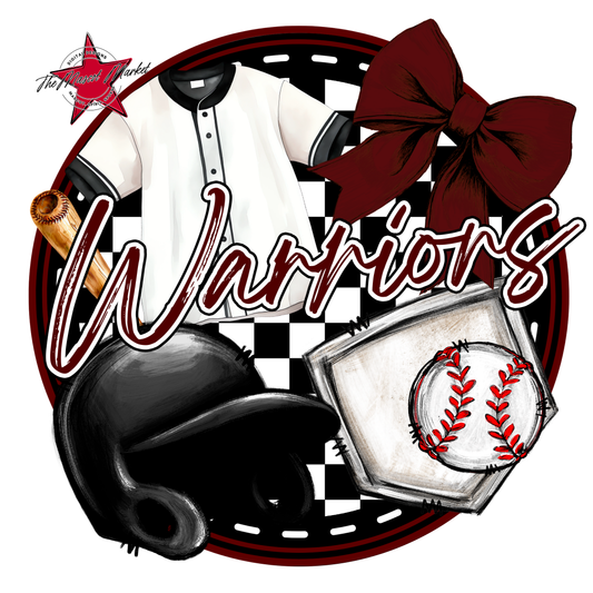 Warriors Circle Baseball Design-Maroon