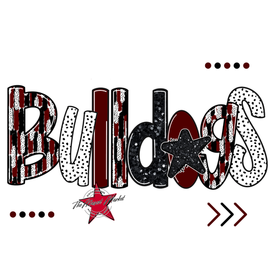 Bulldogs Brushstroke Alpha w Arrows-Maroon