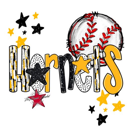 Hornets Baseball Scrape-Yellow