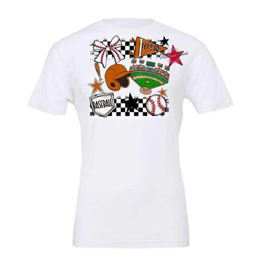 Baseball Checkers Spirit Design-Burnt Orange