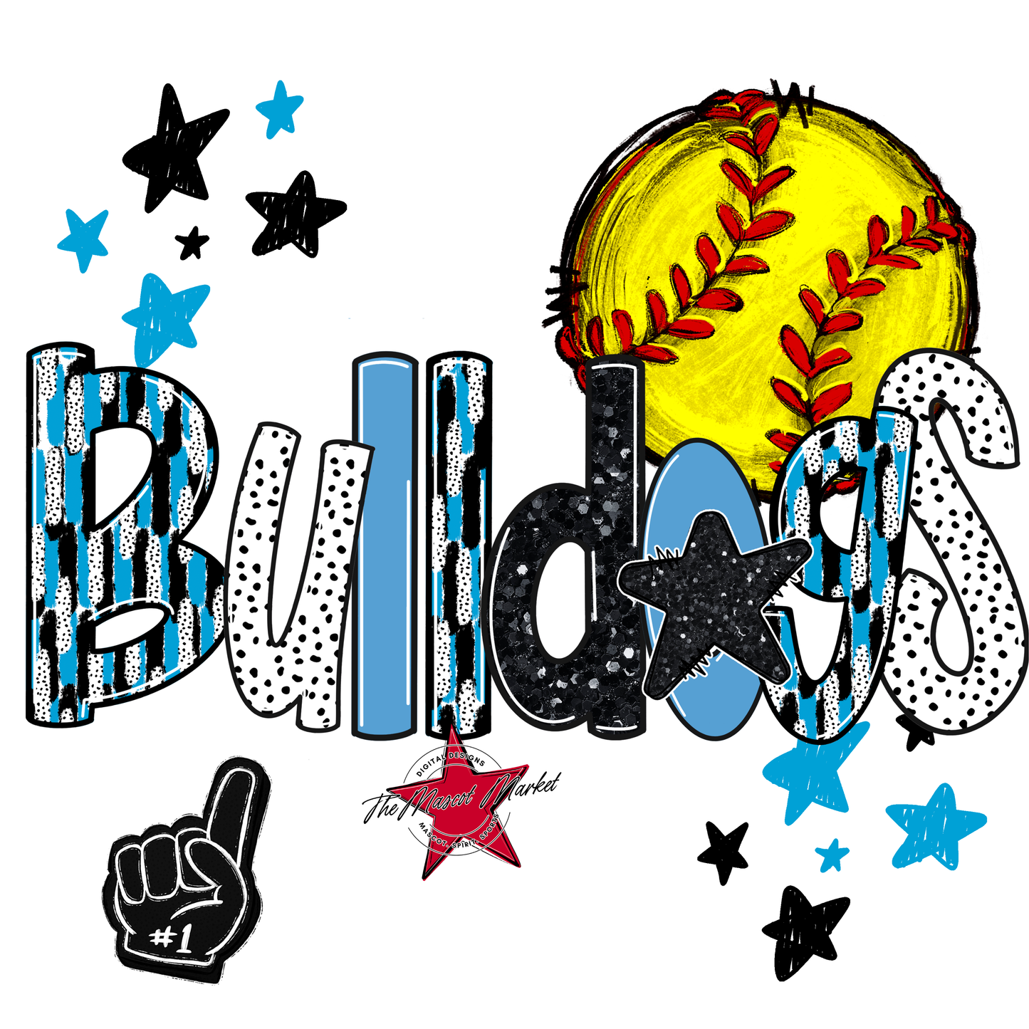 Bulldogs Softball Scrape-Carolina Blue