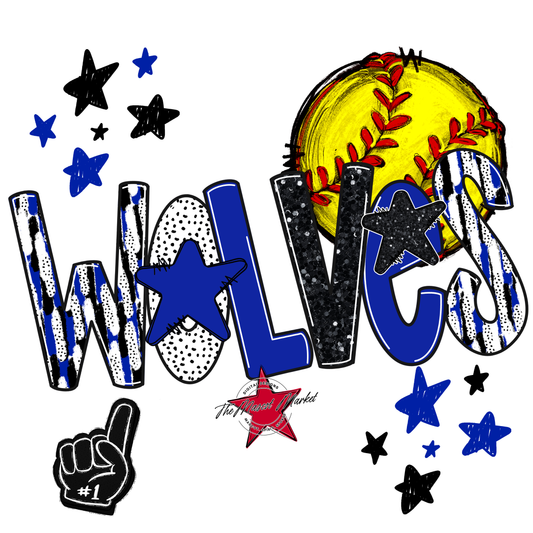 Wolves Softball Scrape-Royal Blue