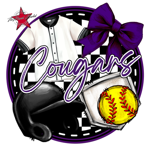 Cougars Circle Softball Design-Purple