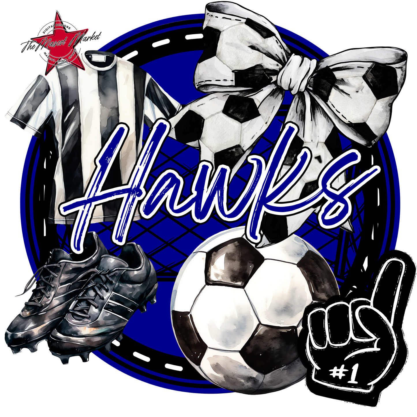 Hawks Circle Soccer Design-Blue