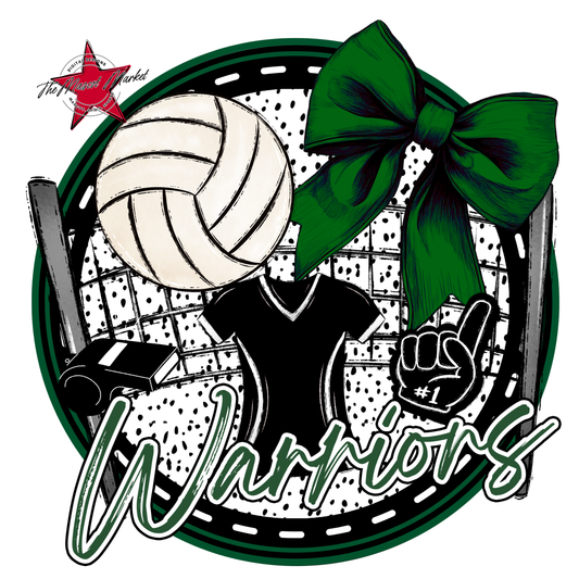 Warriors Circle Volleyball Design-Green