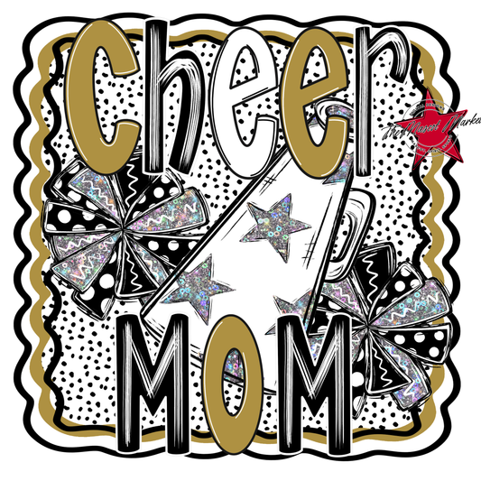 Cheer Mom Megaphone Dot Design-Gold