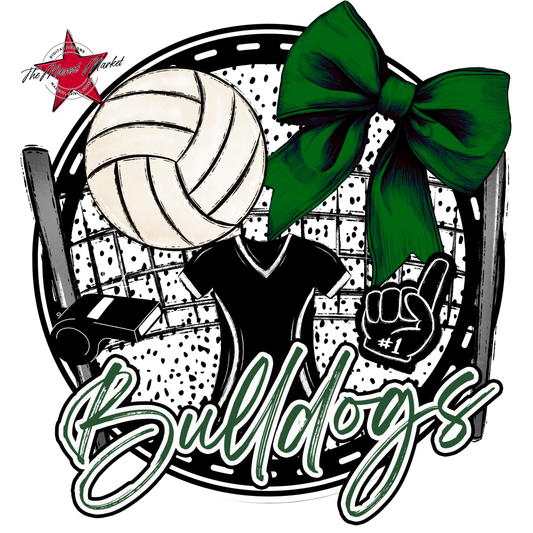 Bulldogs Circle Volleyball Design-Green