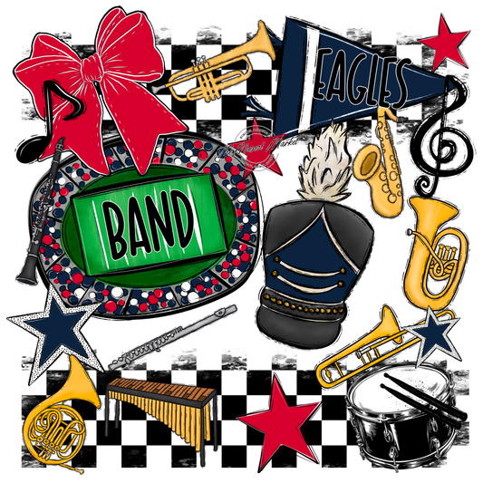 Eagles Band Checkers Design-Navy-Red