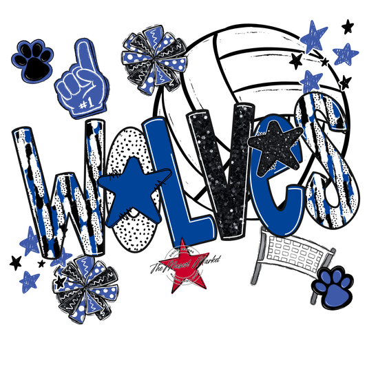 Wolves Volleyball Scrape-Off Blue