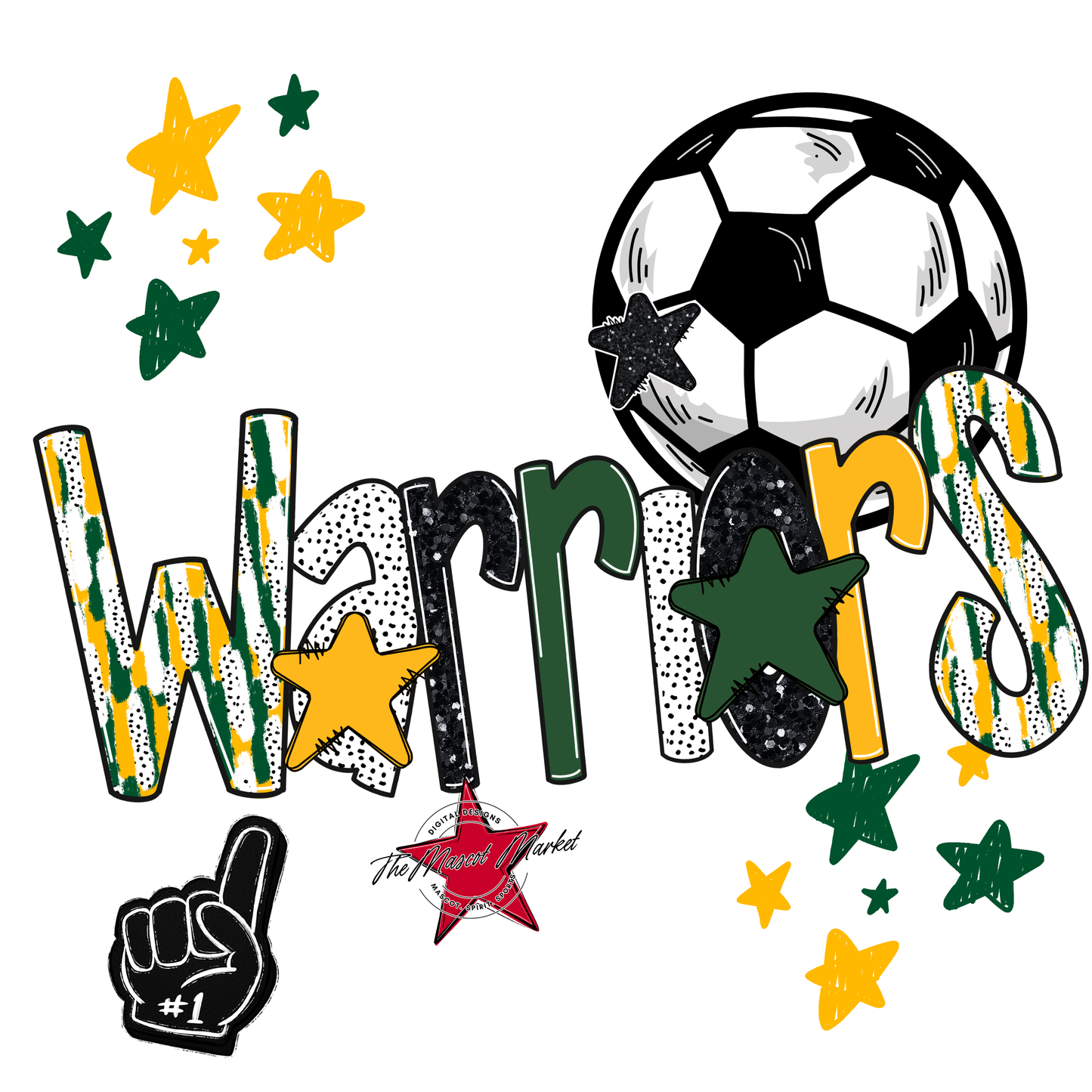 Warriors Soccer Scrape-Green-Yellow