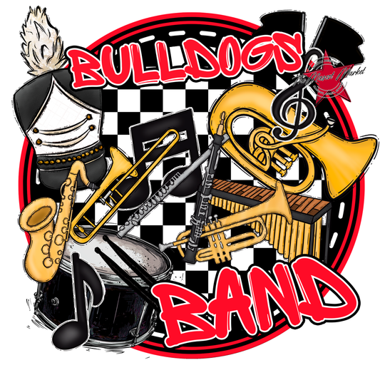 Bulldogs Circle Band Design-Bright Red