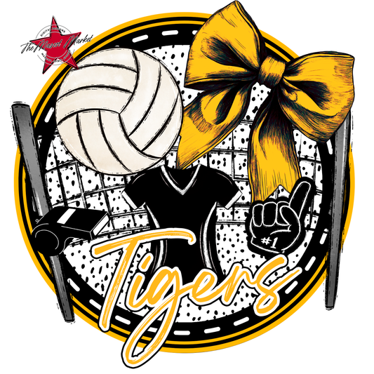 Tigers Circle Volleyball Design-Yellow