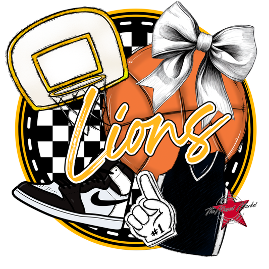 Lions Circle Basketball Design-Yellow