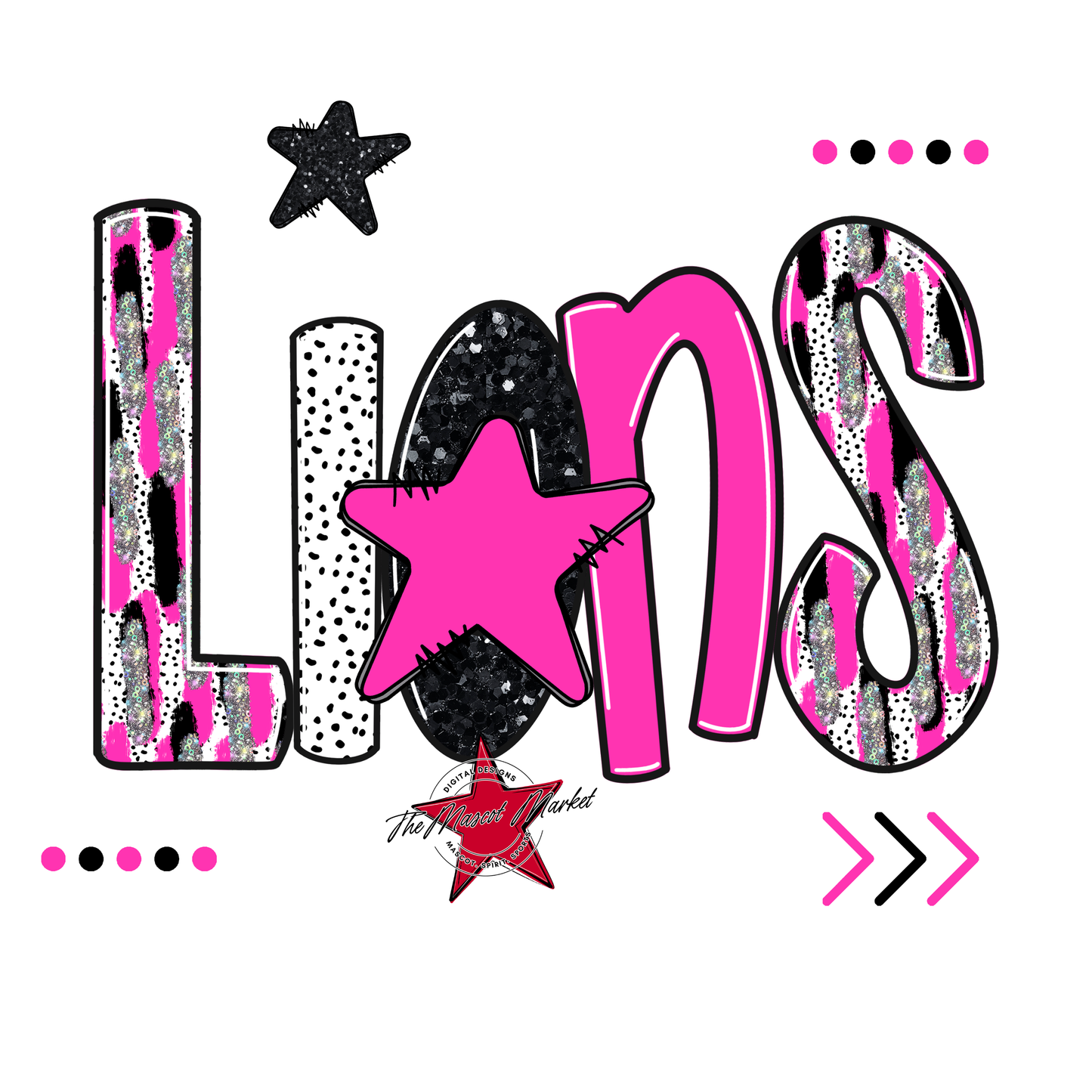 Lions Brushstroke Alpha w Arrows-Pink