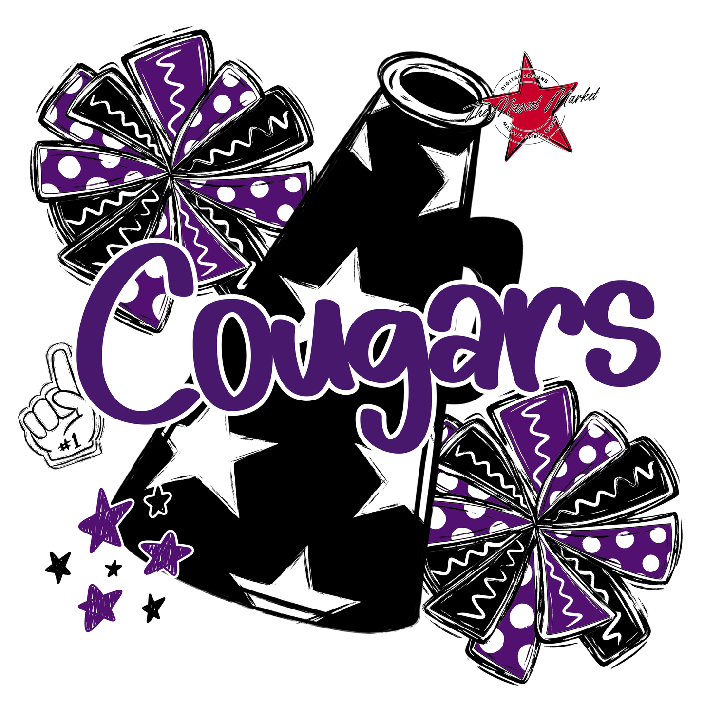 Cougars Alpha Megaphone Design-Purple