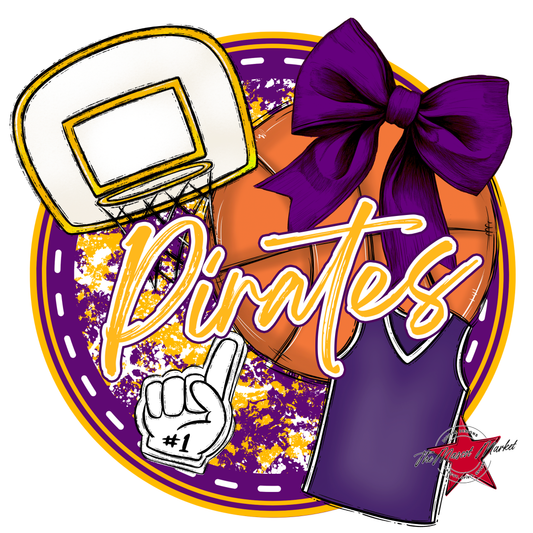 Pirates Circle Basketball Design-Purple-Yellow