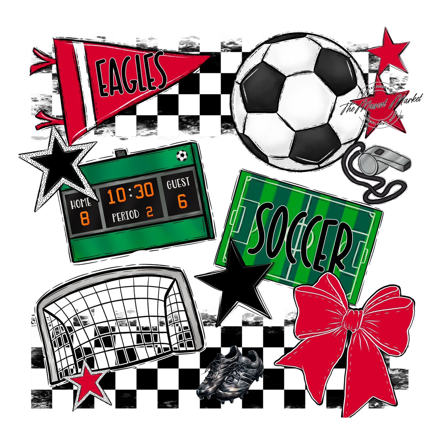 Eagles Soccer Checkers Design-Red