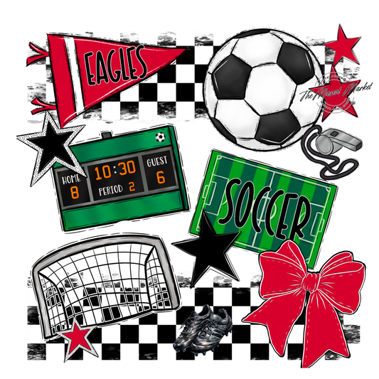Eagles Soccer Checkers Design-Red