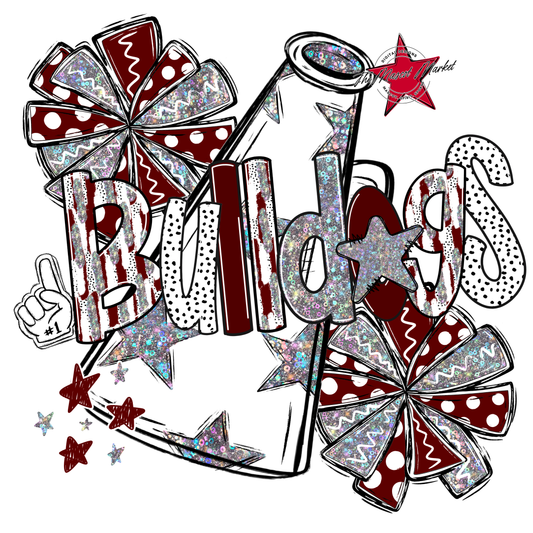 Bulldogs Cheer Megaphone Scrape-Maroon
