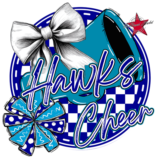 Hawks Circle Cheer Design-Blue-Carolina Blue