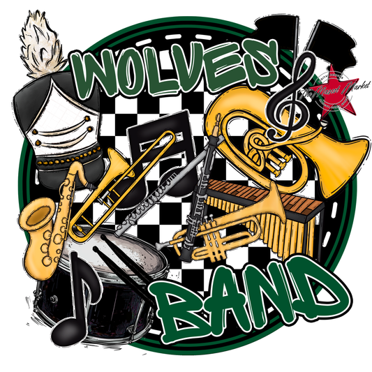 Wolves Circle Band Design-Green