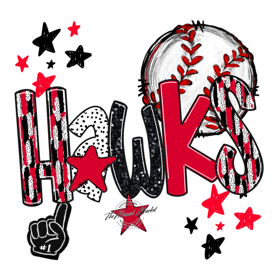 Hawks Baseball Scrape-Red