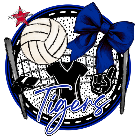 Tigers Circle Volleyball Design-Royal Blue