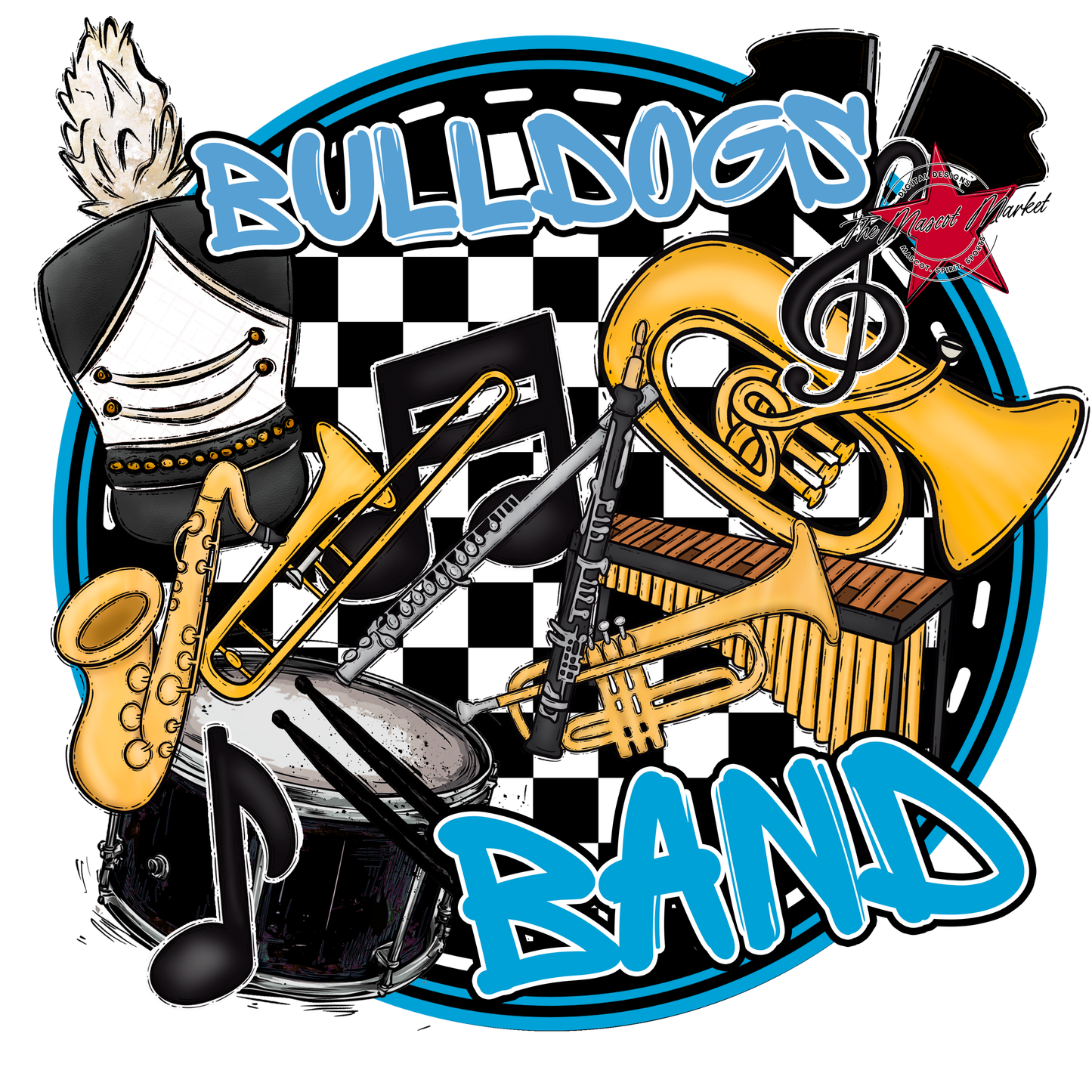 Bulldogs Circle Band Design-Carolina Blue