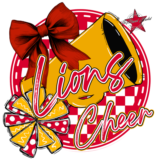 Lions Circle Cheer Design-Red-Yellow
