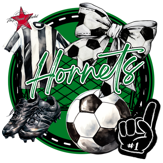 Hornets Circle Soccer Design-Kelly Green