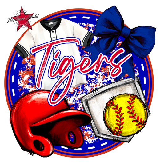 Tigers Circle Softball Design-Blue-Red