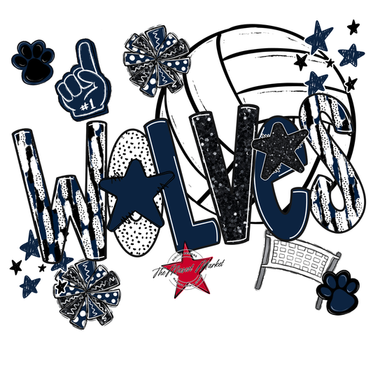 Wolves Volleyball Scrape-Navy