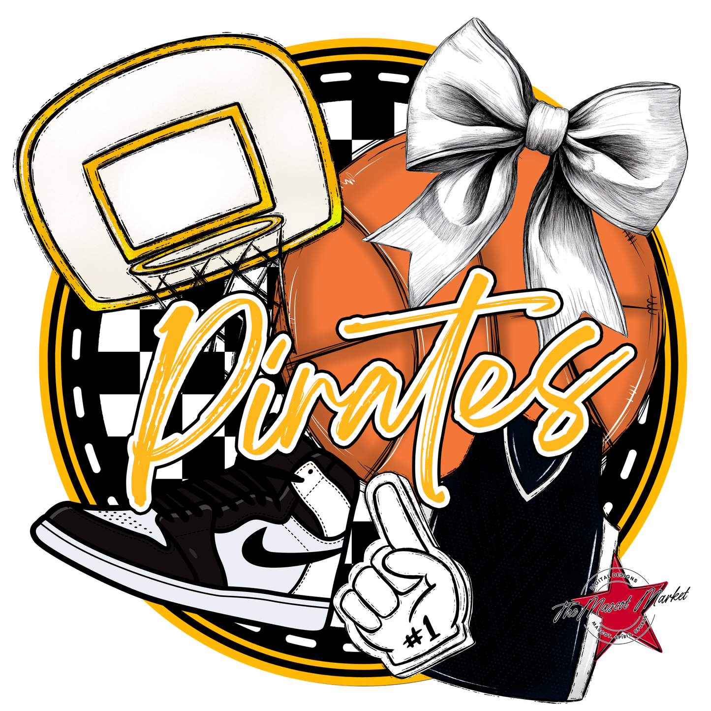 Pirates Circle Basketball Design-Yellow