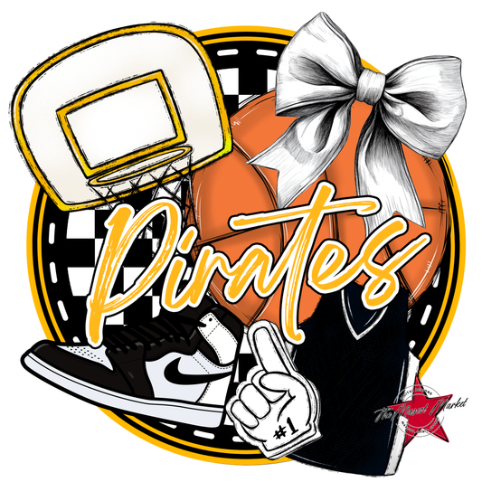 Pirates Circle Basketball Design-Yellow