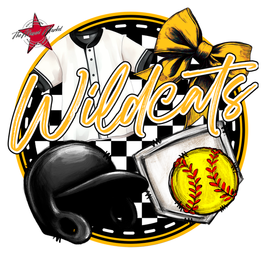 Wildcats Circle Softball Design-Yellow